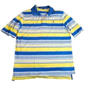 Polo Golf Ralph Lauren Mens Polo Shirt Size Large‎ Stripes  Blue Horse Preppy